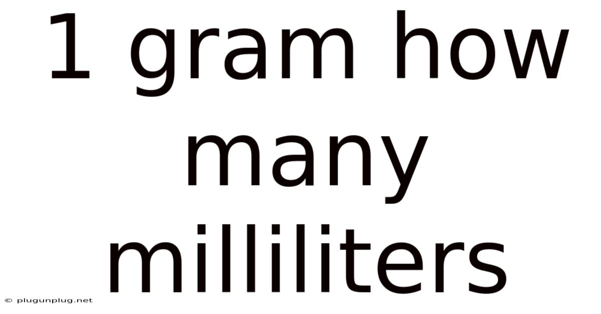 1 Gram How Many Milliliters