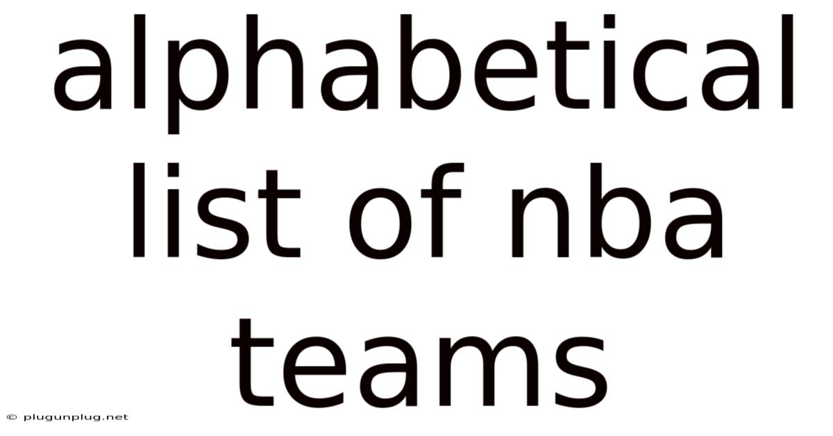 Alphabetical List Of Nba Teams