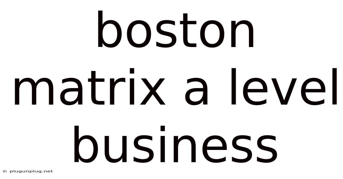 Boston Matrix A Level Business