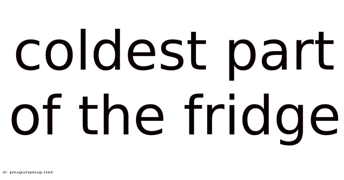 Coldest Part Of The Fridge