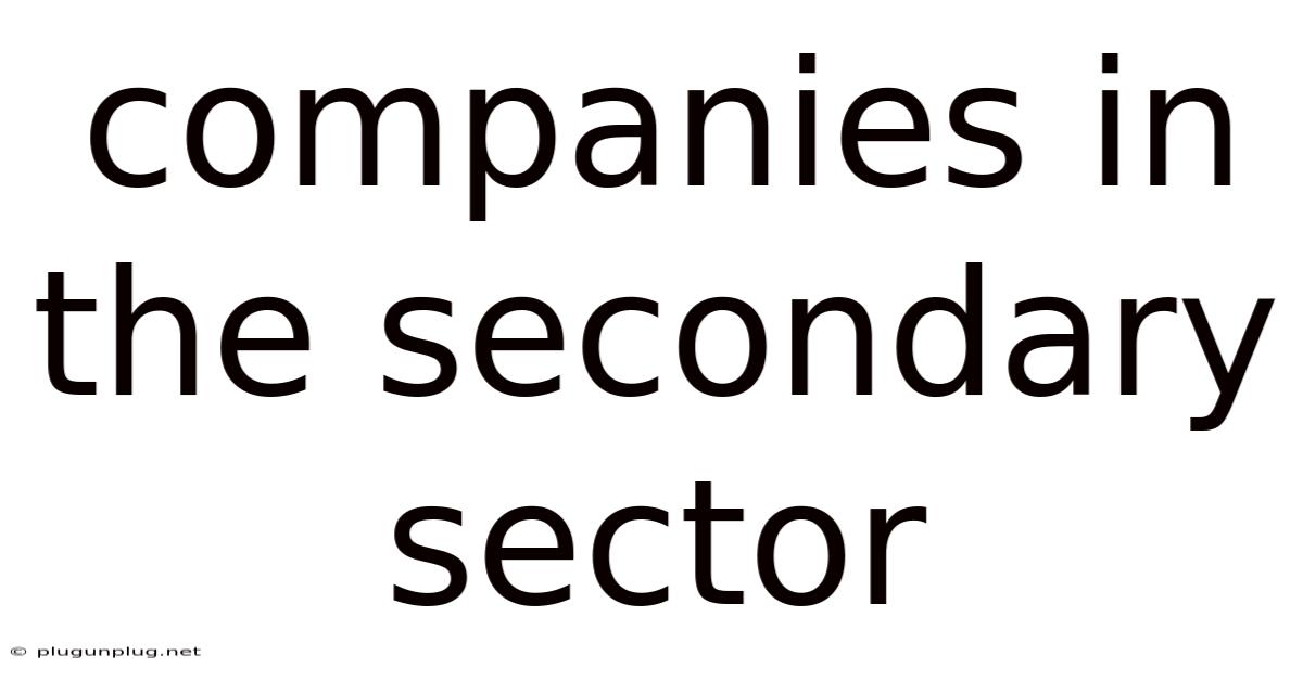 Companies In The Secondary Sector