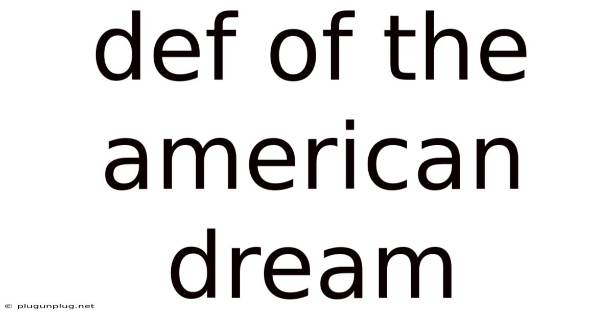 Def Of The American Dream