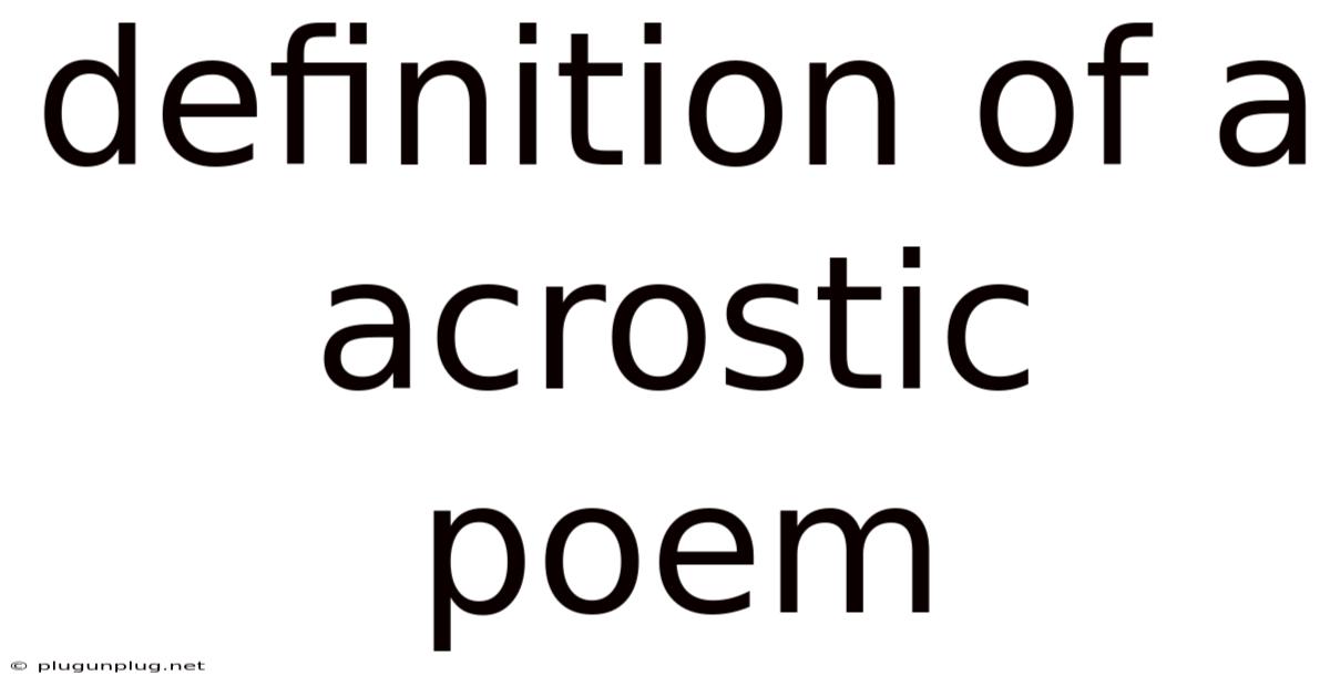 Definition Of A Acrostic Poem