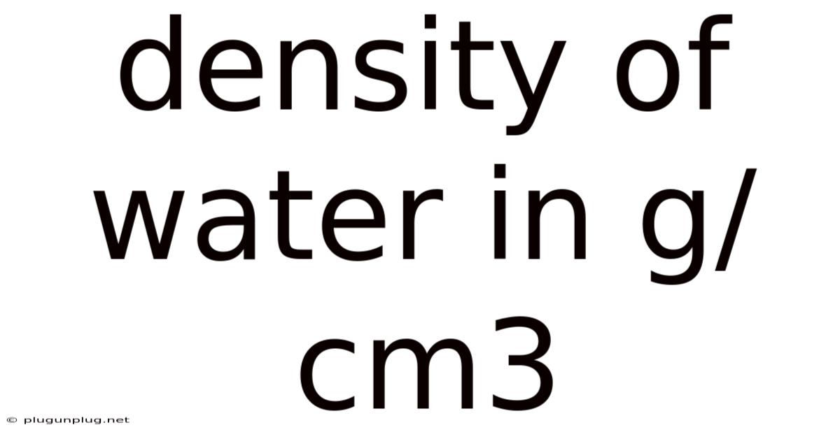 Density Of Water In G/cm3