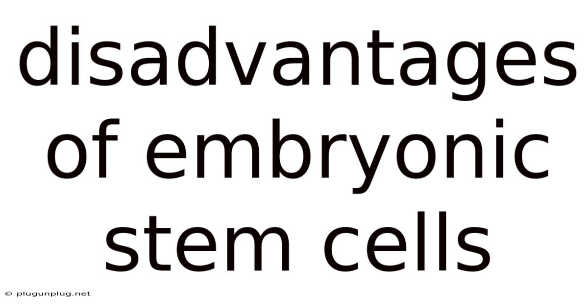 Disadvantages Of Embryonic Stem Cells