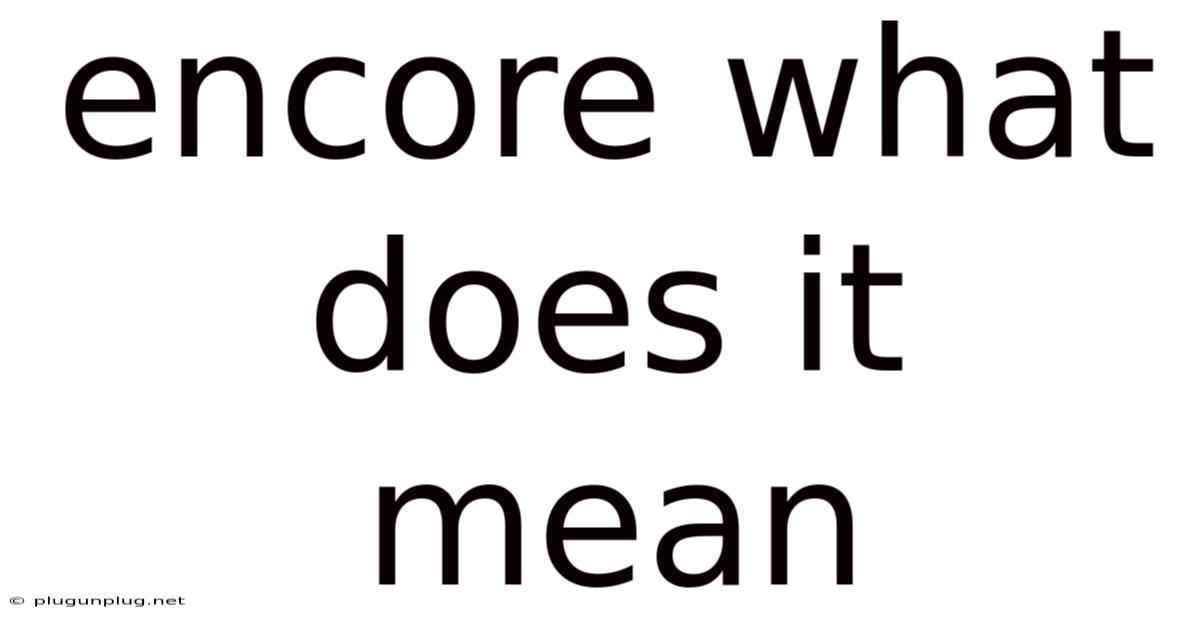 Encore What Does It Mean