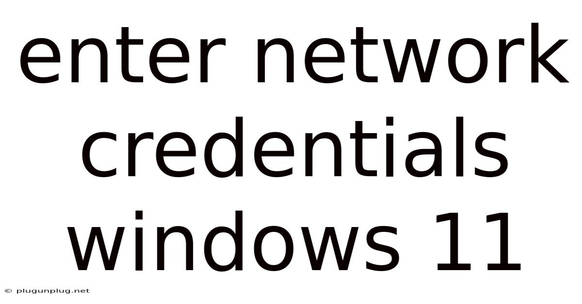 Enter Network Credentials Windows 11