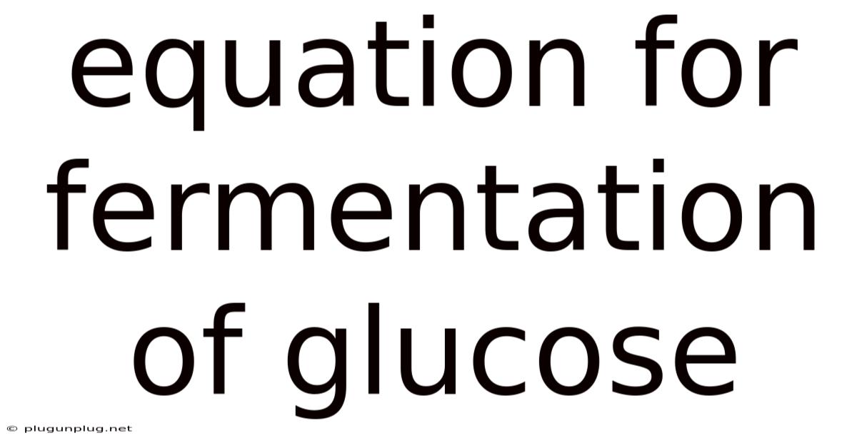 Equation For Fermentation Of Glucose