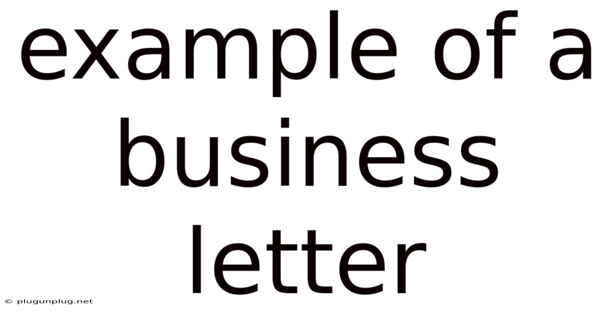 Example Of A Business Letter