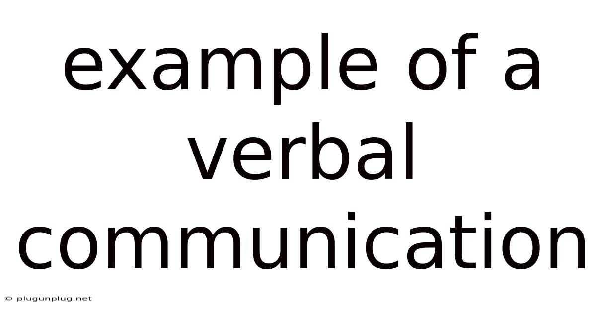 Example Of A Verbal Communication
