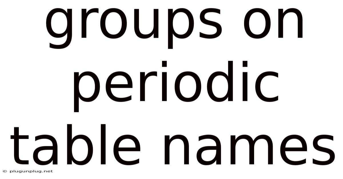 Groups On Periodic Table Names