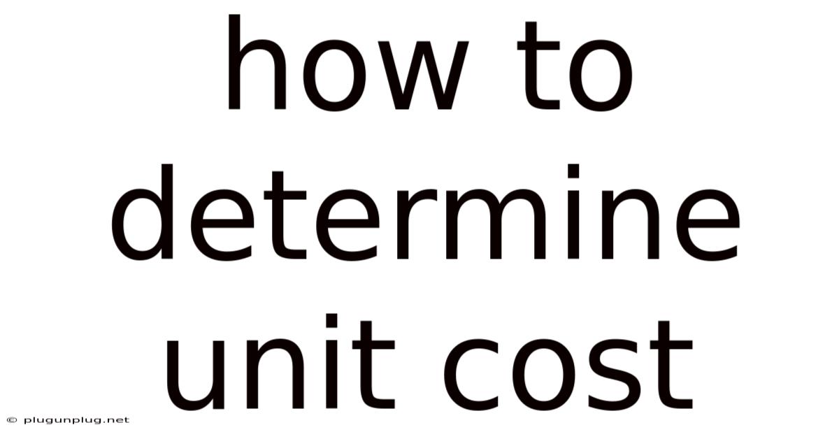 How To Determine Unit Cost
