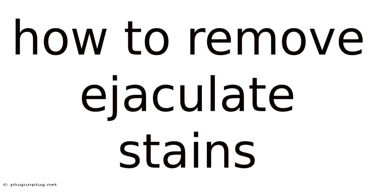 How To Remove Ejaculate Stains