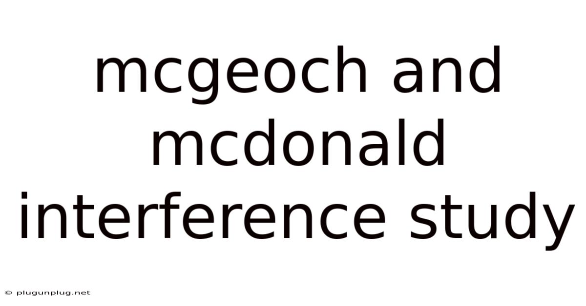 Mcgeoch And Mcdonald Interference Study