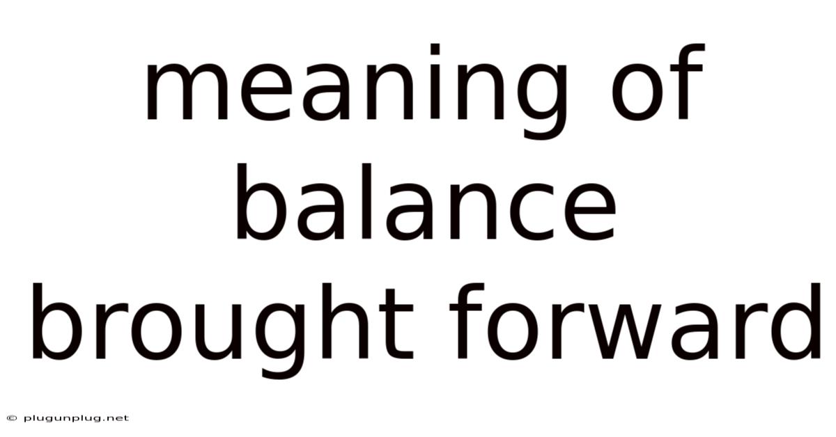 Meaning Of Balance Brought Forward