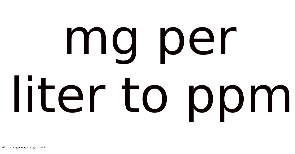 Mg Per Liter To Ppm