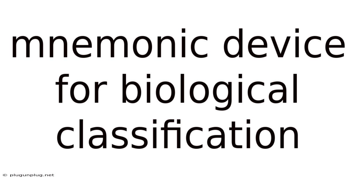 Mnemonic Device For Biological Classification