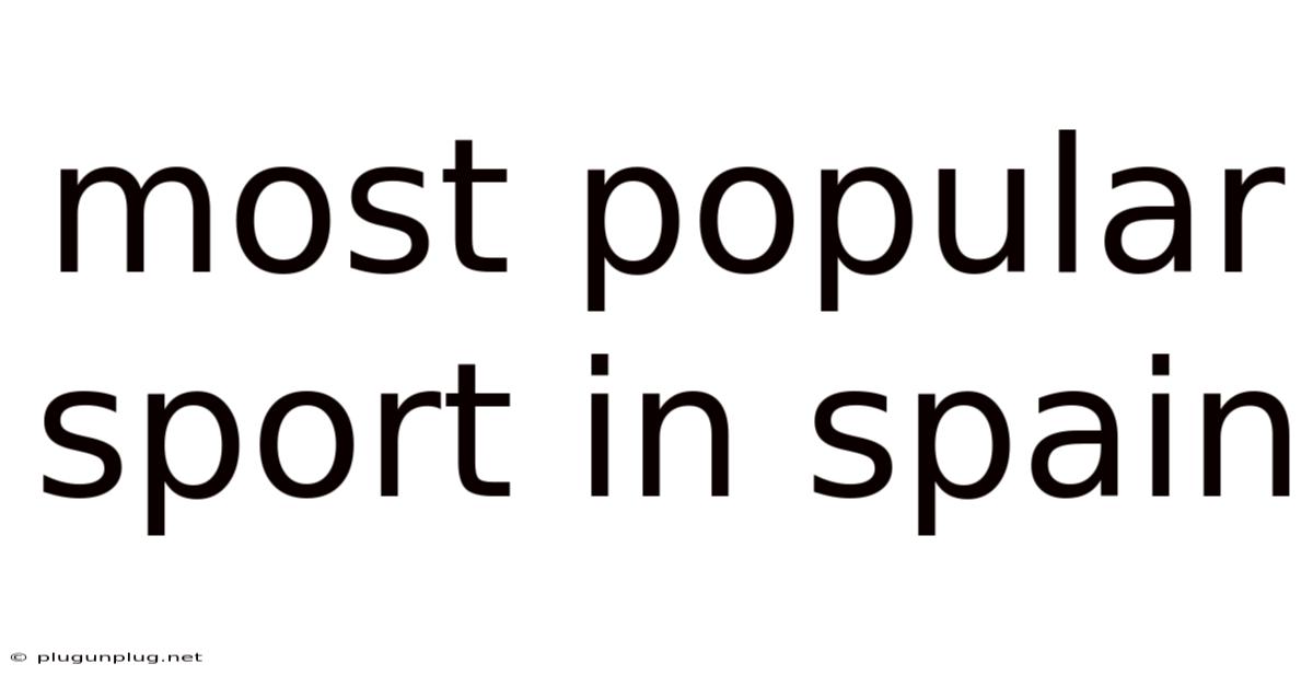 Most Popular Sport In Spain