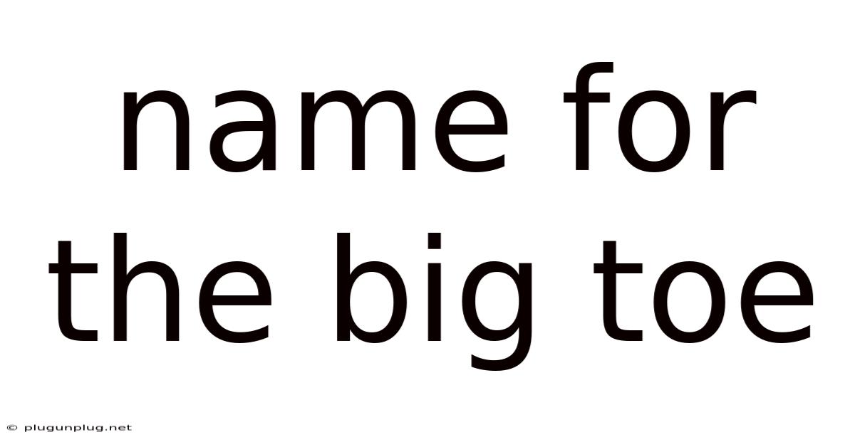 Name For The Big Toe