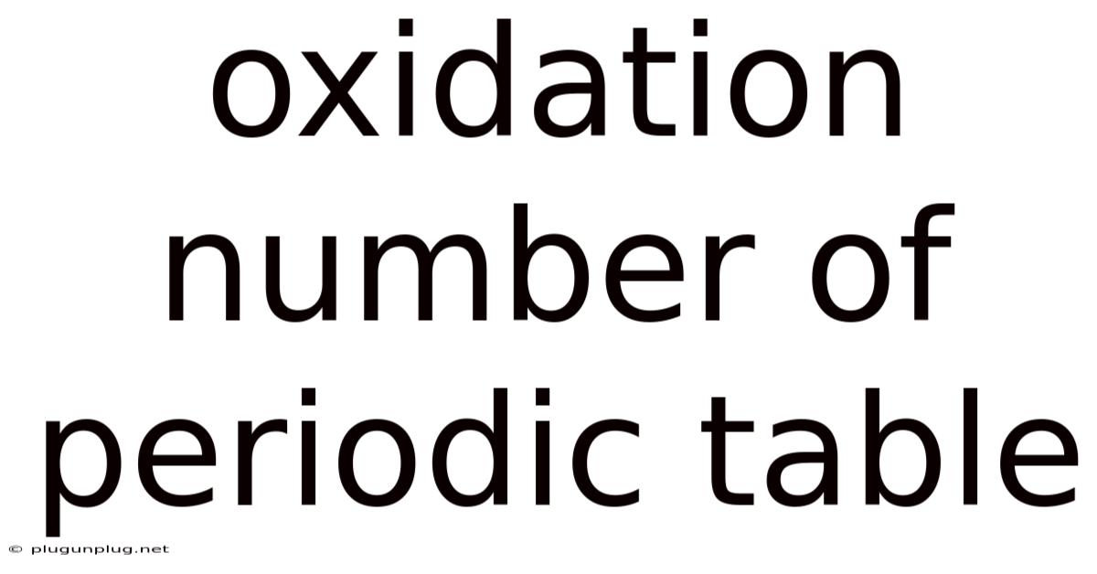 Oxidation Number Of Periodic Table