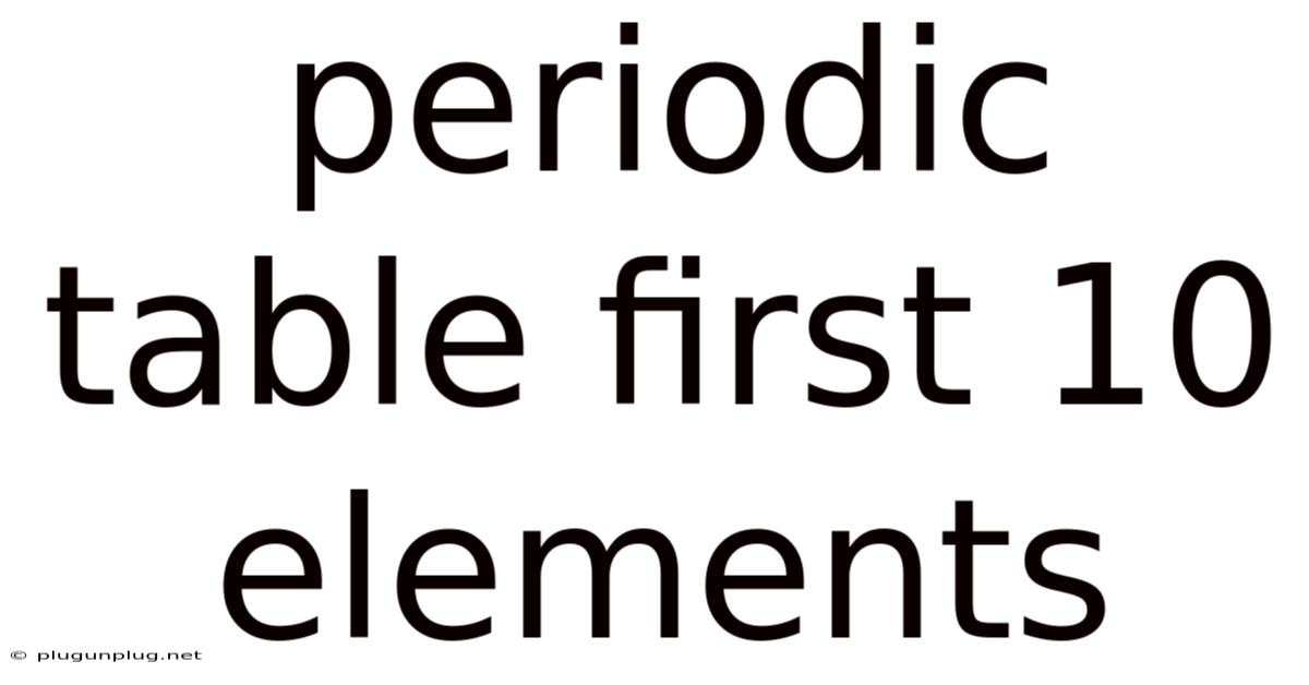 Periodic Table First 10 Elements