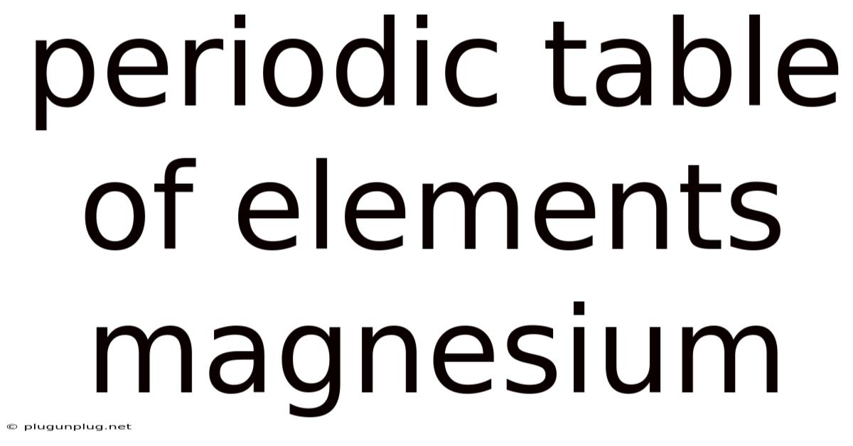 Periodic Table Of Elements Magnesium