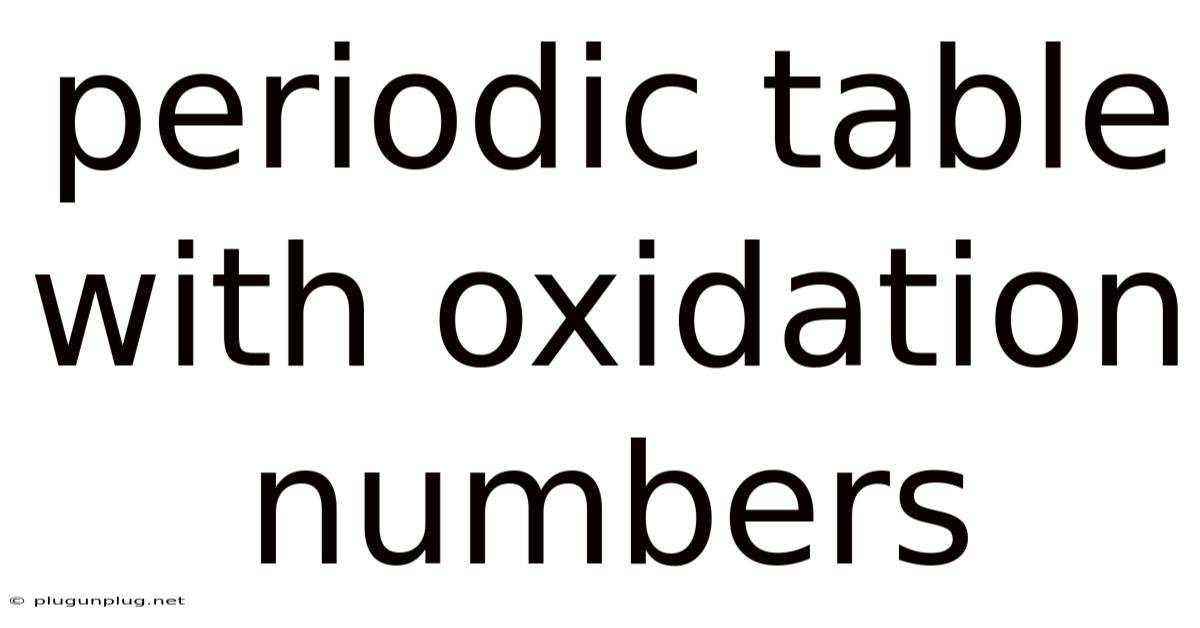 Periodic Table With Oxidation Numbers