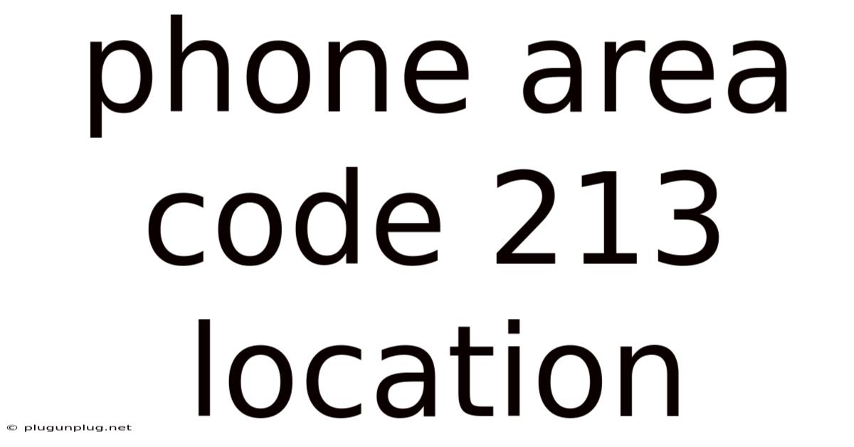 Phone Area Code 213 Location