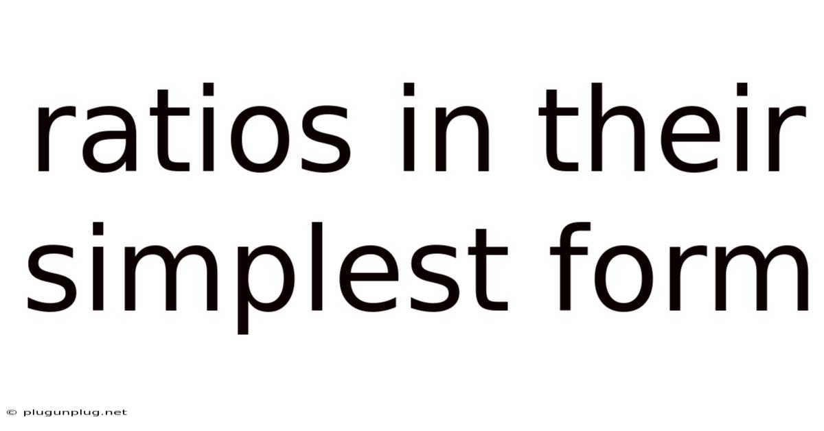 Ratios In Their Simplest Form