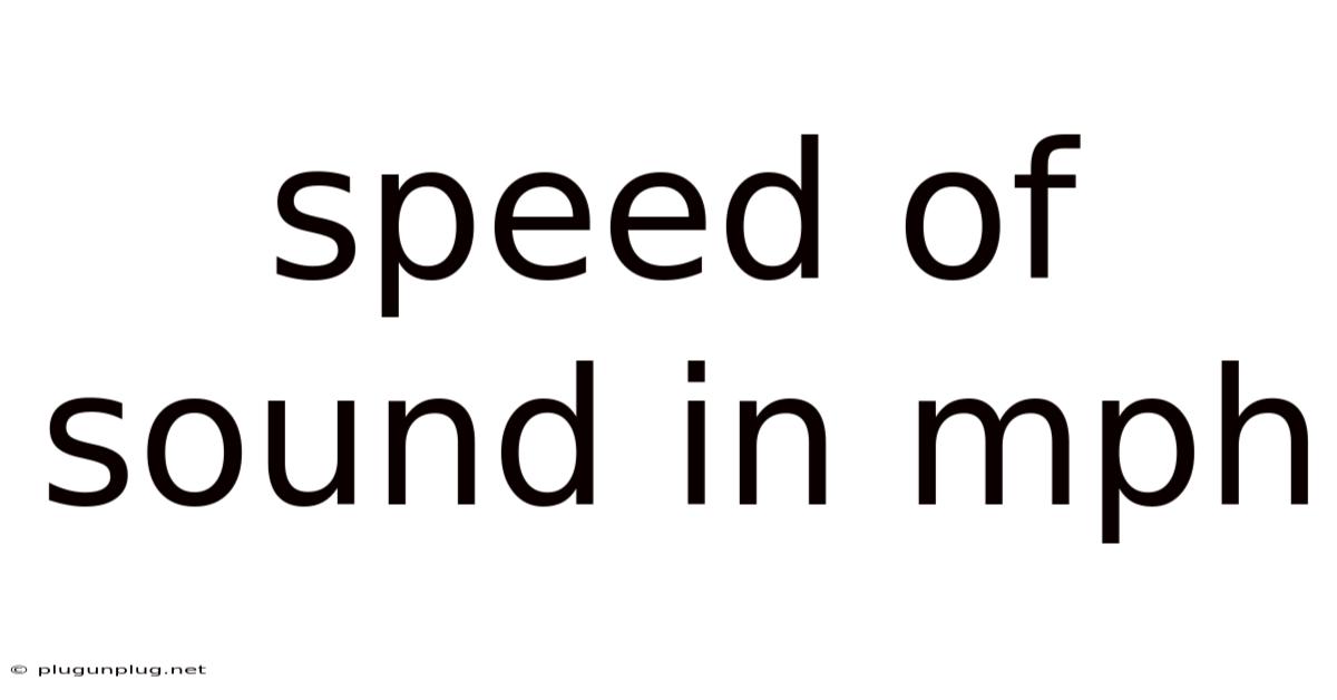 Speed Of Sound In Mph