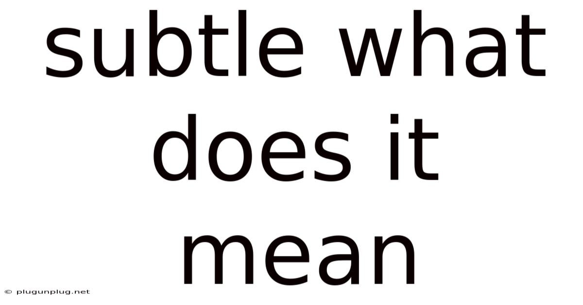 Subtle What Does It Mean