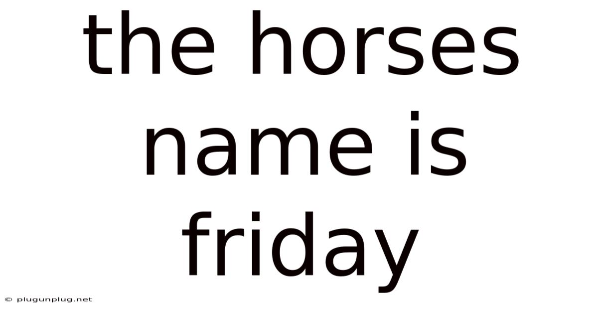 The Horses Name Is Friday
