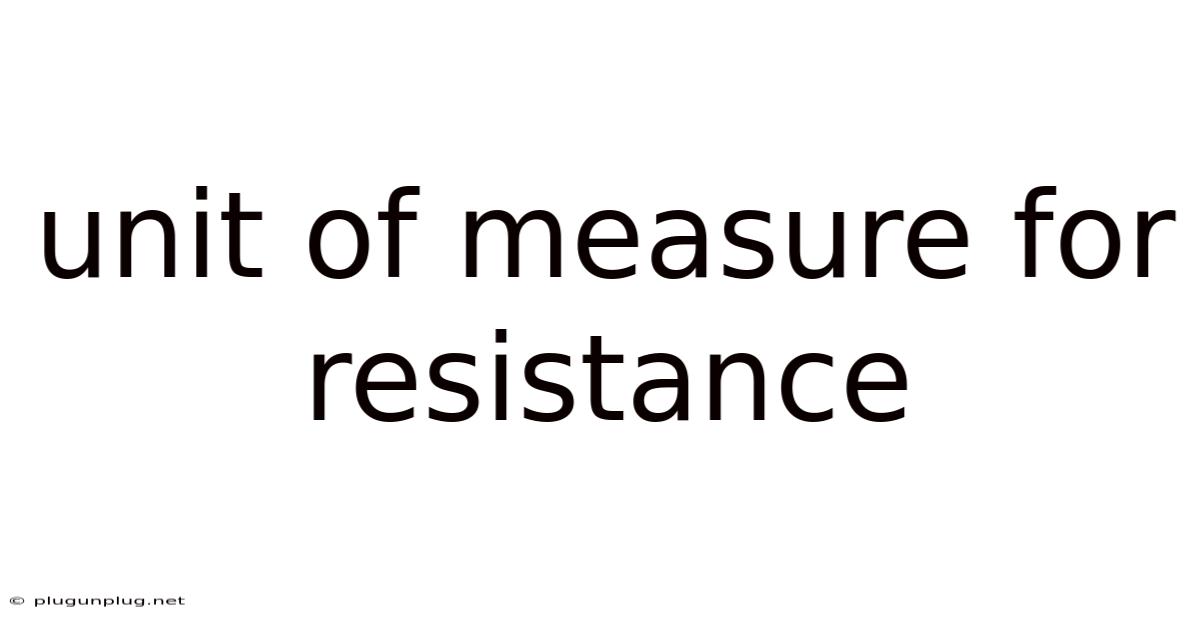 Unit Of Measure For Resistance