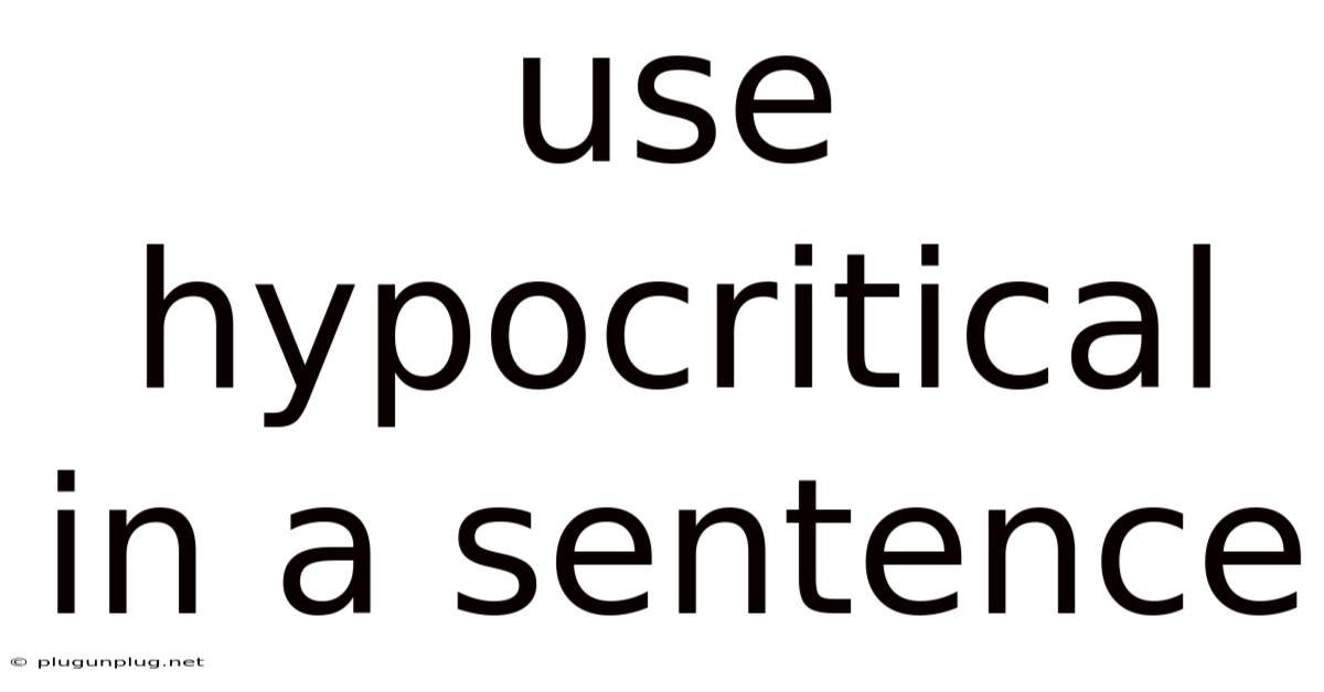 Use Hypocritical In A Sentence