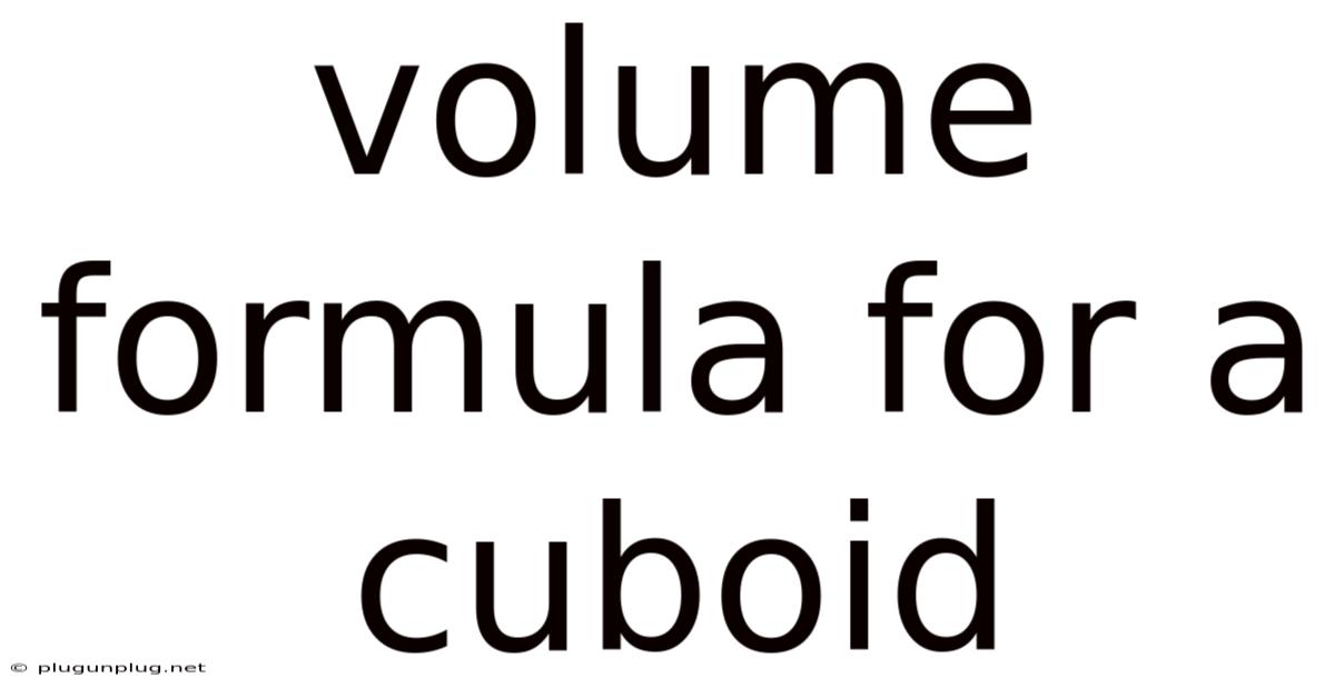 Volume Formula For A Cuboid
