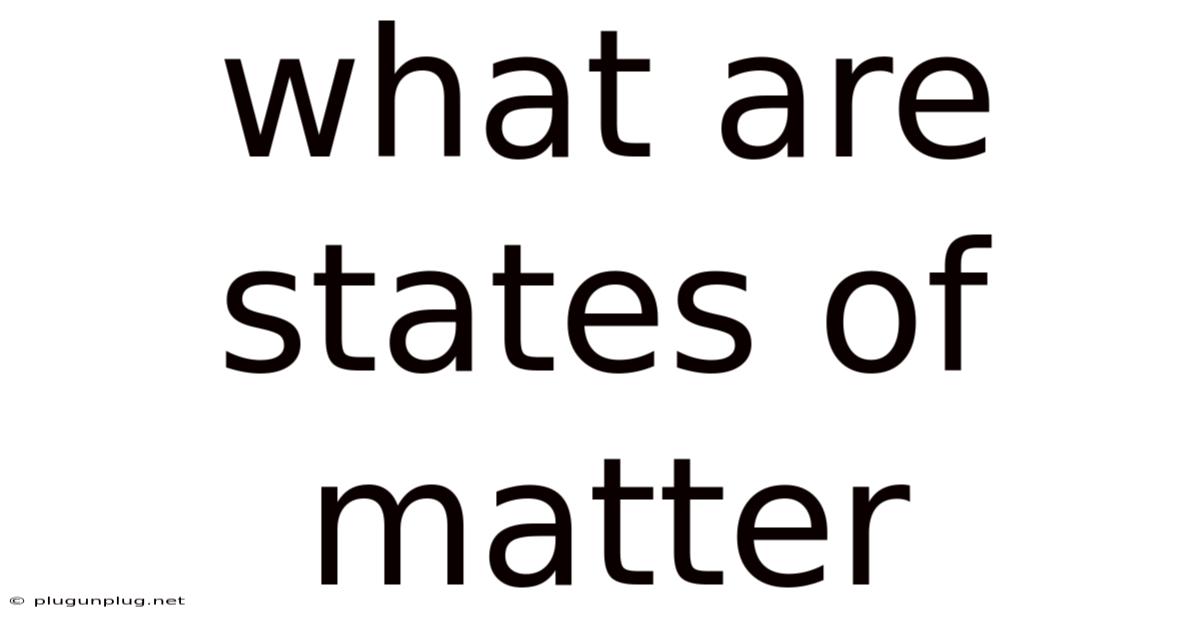 What Are States Of Matter