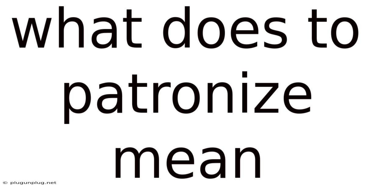 What Does To Patronize Mean