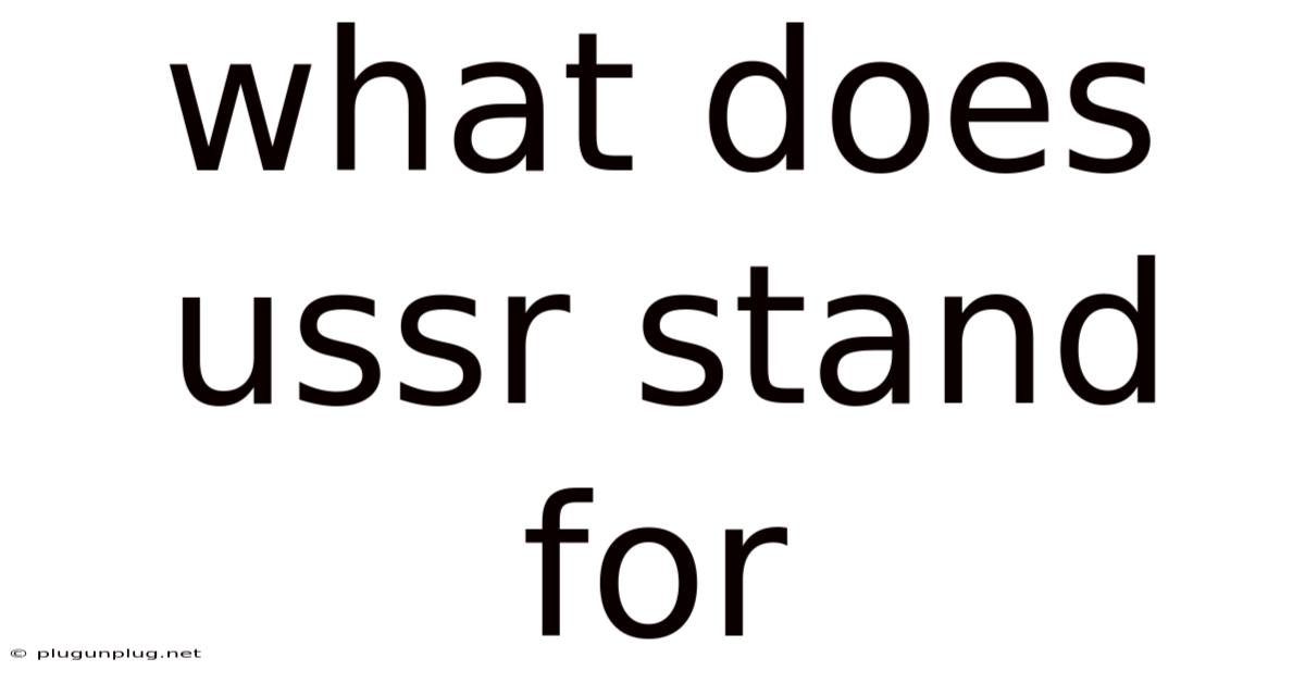What Does Ussr Stand For