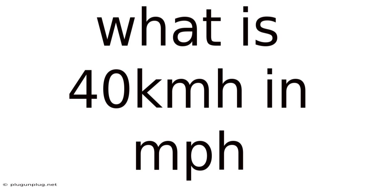 What Is 40kmh In Mph