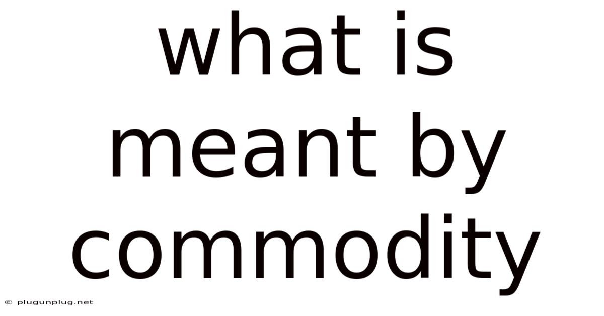 What Is Meant By Commodity