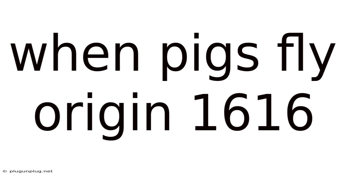 When Pigs Fly Origin 1616